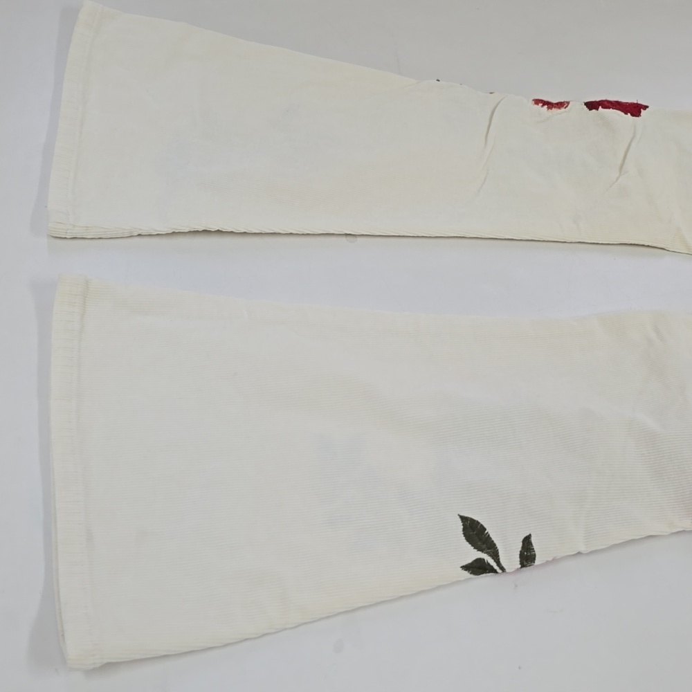 Driftwood Farrah Offwhite Corduroy Flare Pants Bees & Roses Embroidery - Picture 13 of 13
